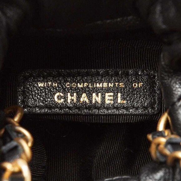 Chanel Black Quilted Leather Mini Drawstring CC Bucket Bag - Picture 6 of 12